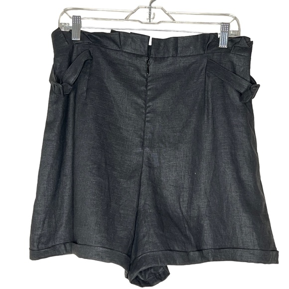 Anthropologie Eva Franco Black Linen Cropped Top & Shorts 2 Piece Set Size 12 - Picture 9 of 16